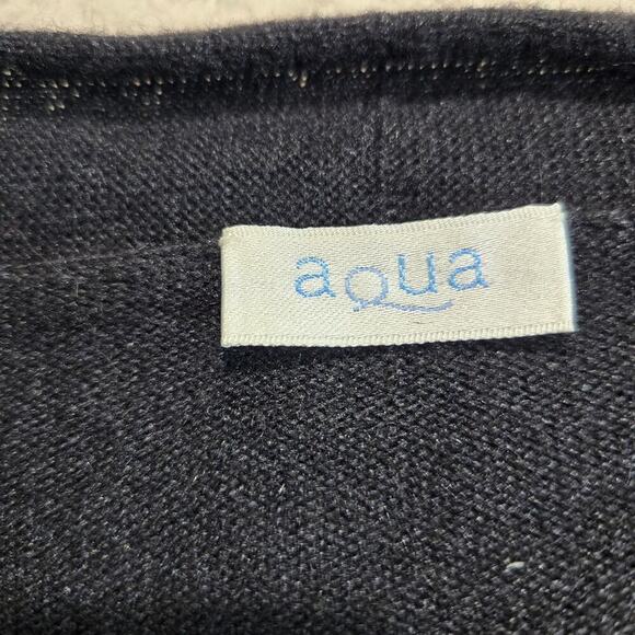 Aqua Silk Cashmere Open Front Cropped Sweater Tie Waist Size M Casual Chic - Picture 10 of 11